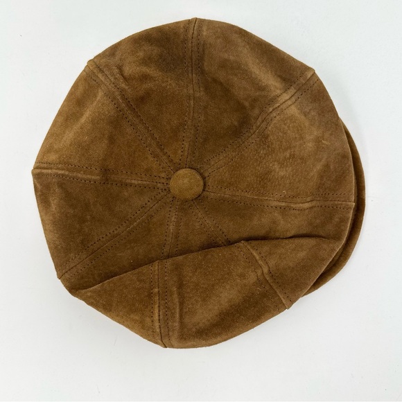 Vintage 70s Union Made USA Suede Leather Newsboy Cap Hat - Picture 6 of 9
